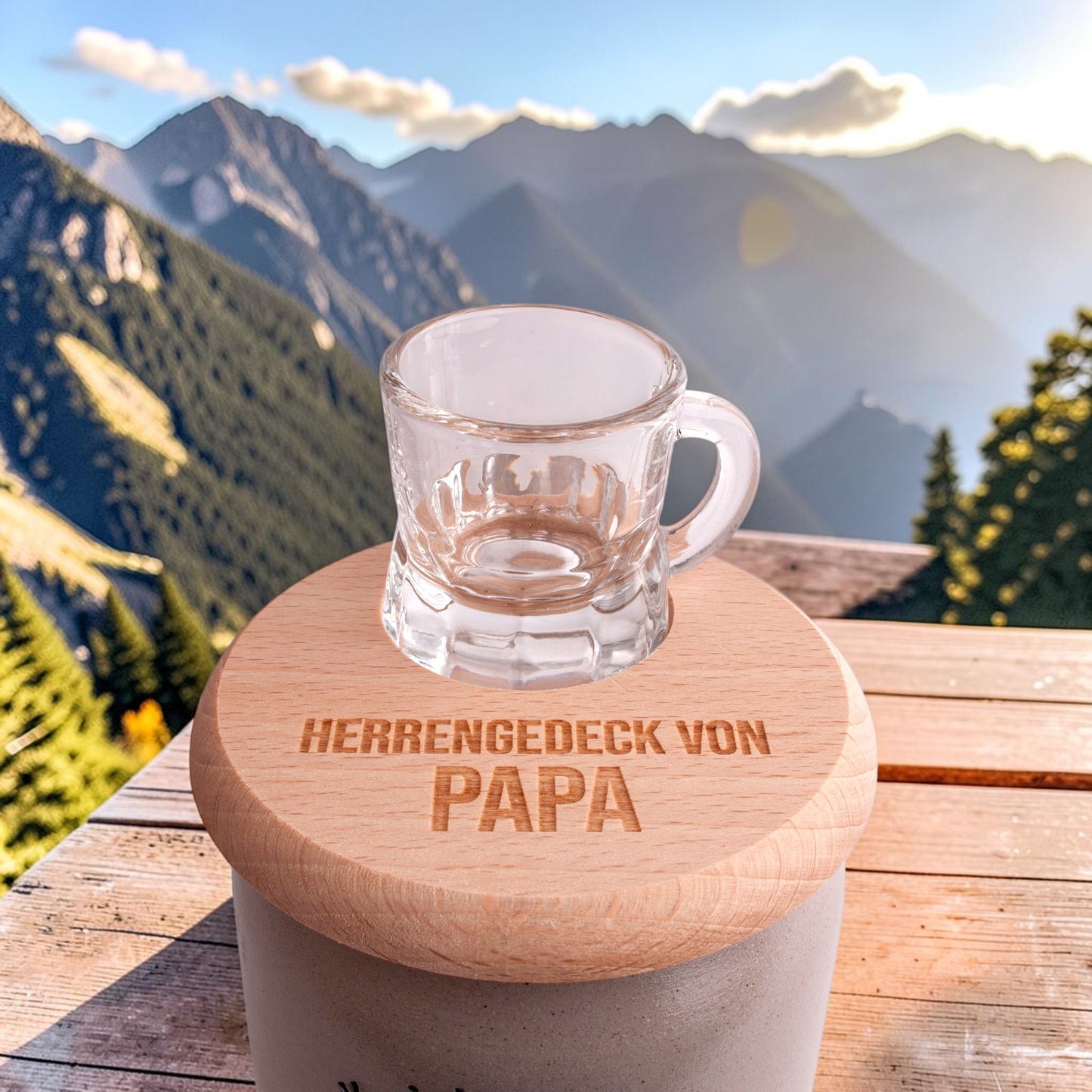 Bierglasdeckel mit Schnapsglasl "Herrengedeck" mit Wunschname