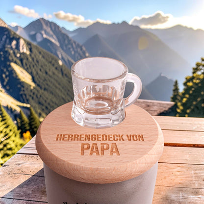 Bierglasdeckel mit Schnapsglasl "Herrengedeck" mit Wunschname