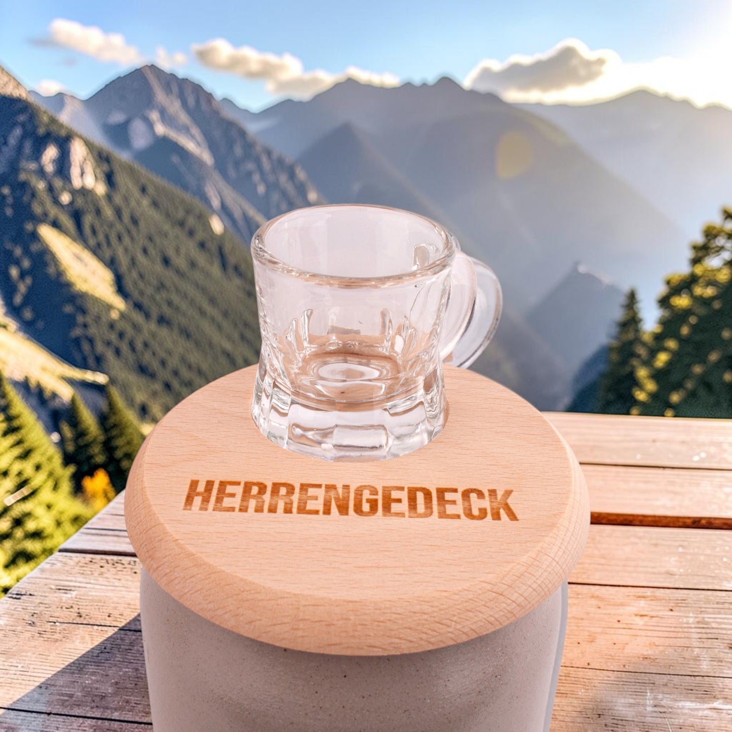 Bierglasdeckel mit Schnapsglasl "Herrengedeck"