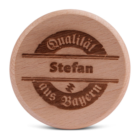 Bierglasdeckel "Qualität aus Bayern" mit Wunschname - meinherzschlag.de