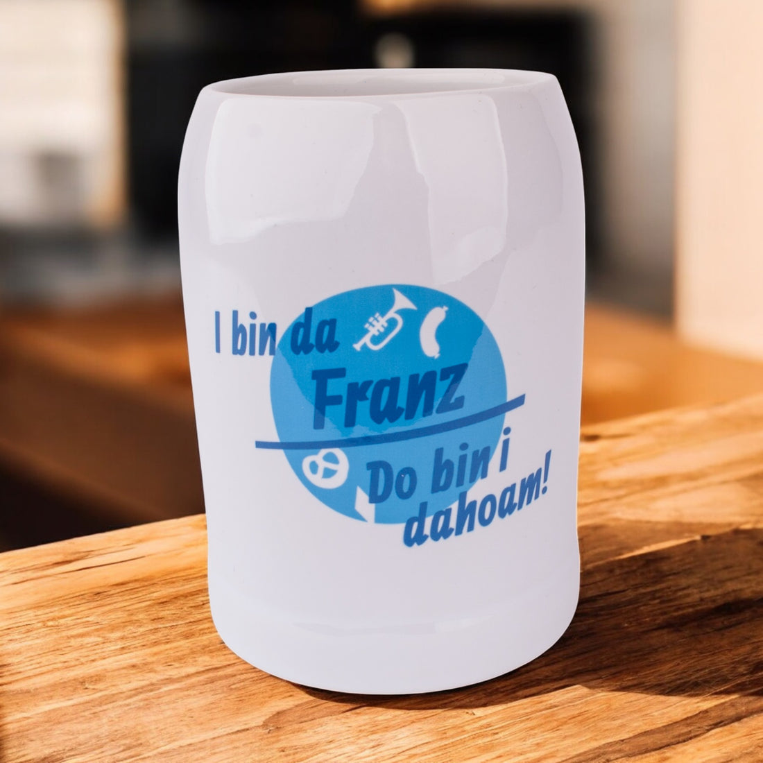 Bierkrug "Do bin i dahoam" mit Wunschname