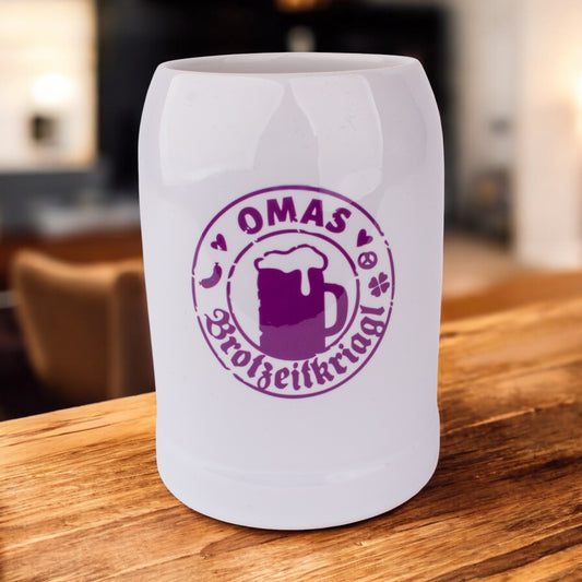 Bierkrug "Omas Brotzeitkriagl" - meinherzschlag.de