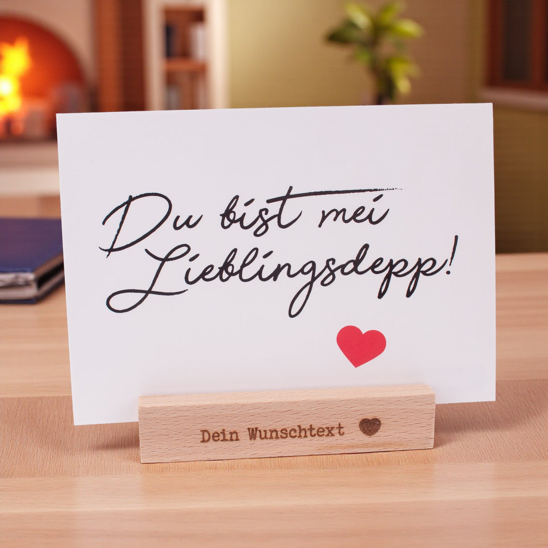 Postkarten-/Bildhalter mit Wunschtext
