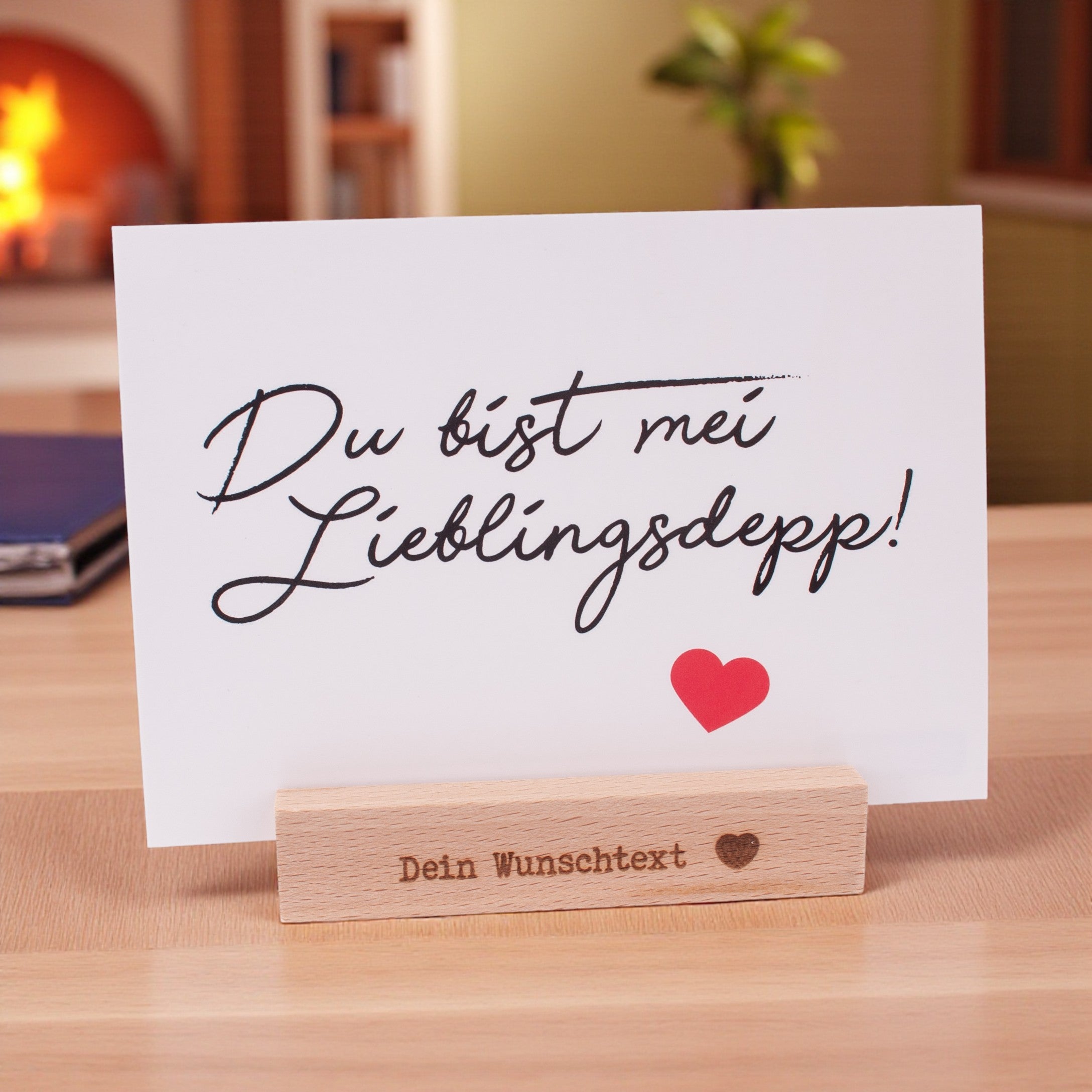 Postkarten-/Bildhalter mit Wunschtext