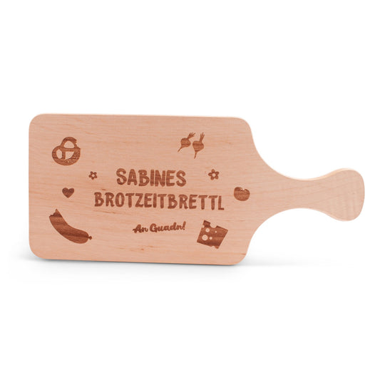 Griff - Brotzeitbrettl "Brotzeit" mit Wunschname - meinherzschlag.de