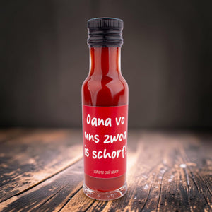 Chilisauce "Oana vo uns zwoa is schorf!" von meinherzschlag – Produktbild 1 von 2.