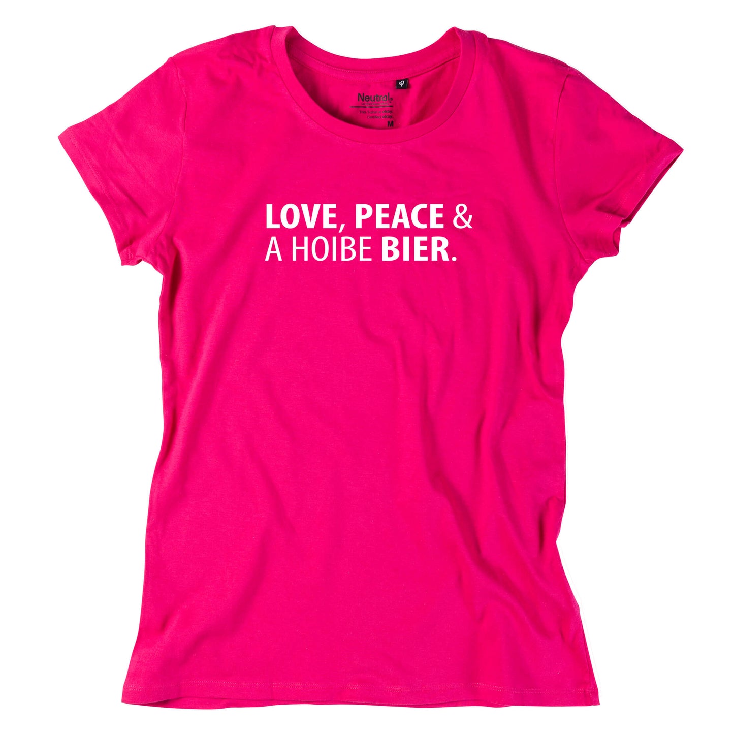 Damen - Shirt "Love, Peace & A Hoibe Bier" - meinherzschlag.de