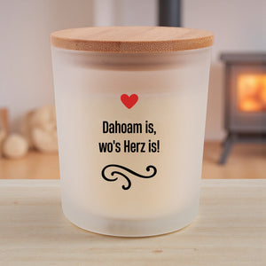 Duftkerze "Dahoam is, wo's Herz is!" - meinherzschlag.de