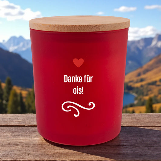 Duftkerze "Danke für ois!" - meinherzschlag.de