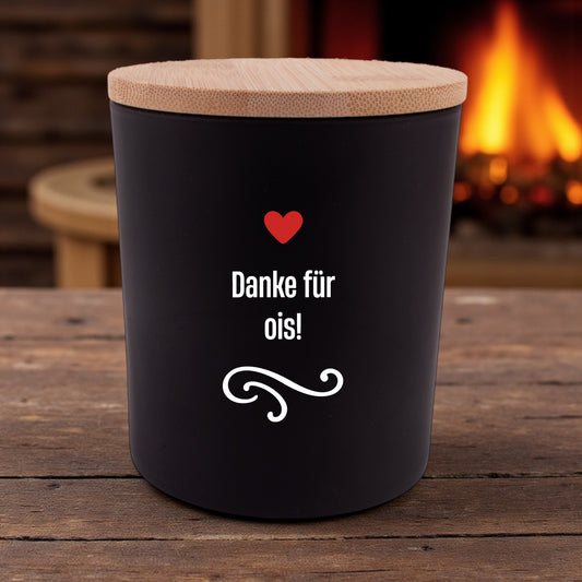 Duftkerze "Danke für ois!" - meinherzschlag.de