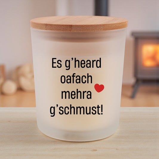 Duftkerze "Mehra g'schmust!" - meinherzschlag.de