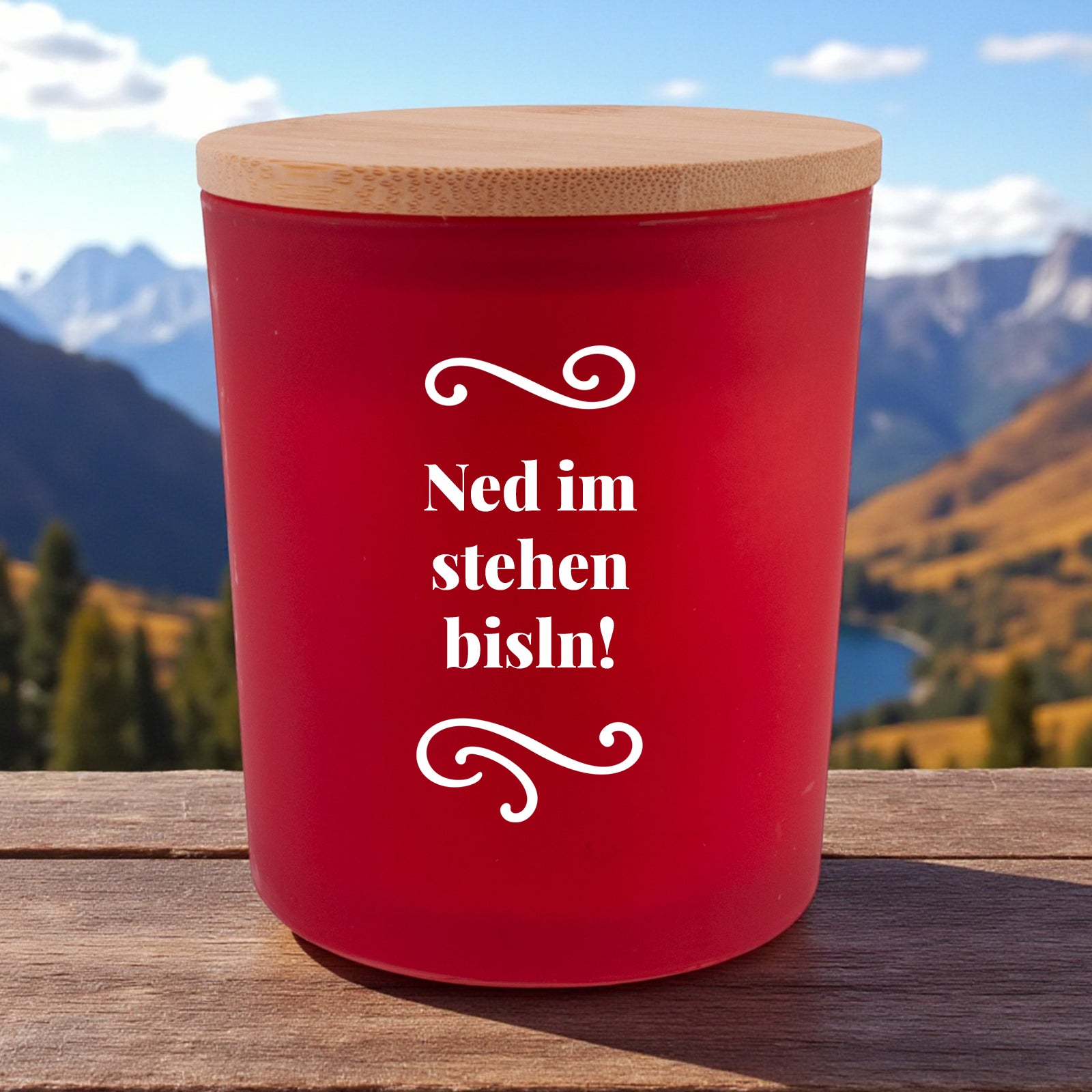 Duftkerze &quot;Ned im Stehen bisln!&quot;