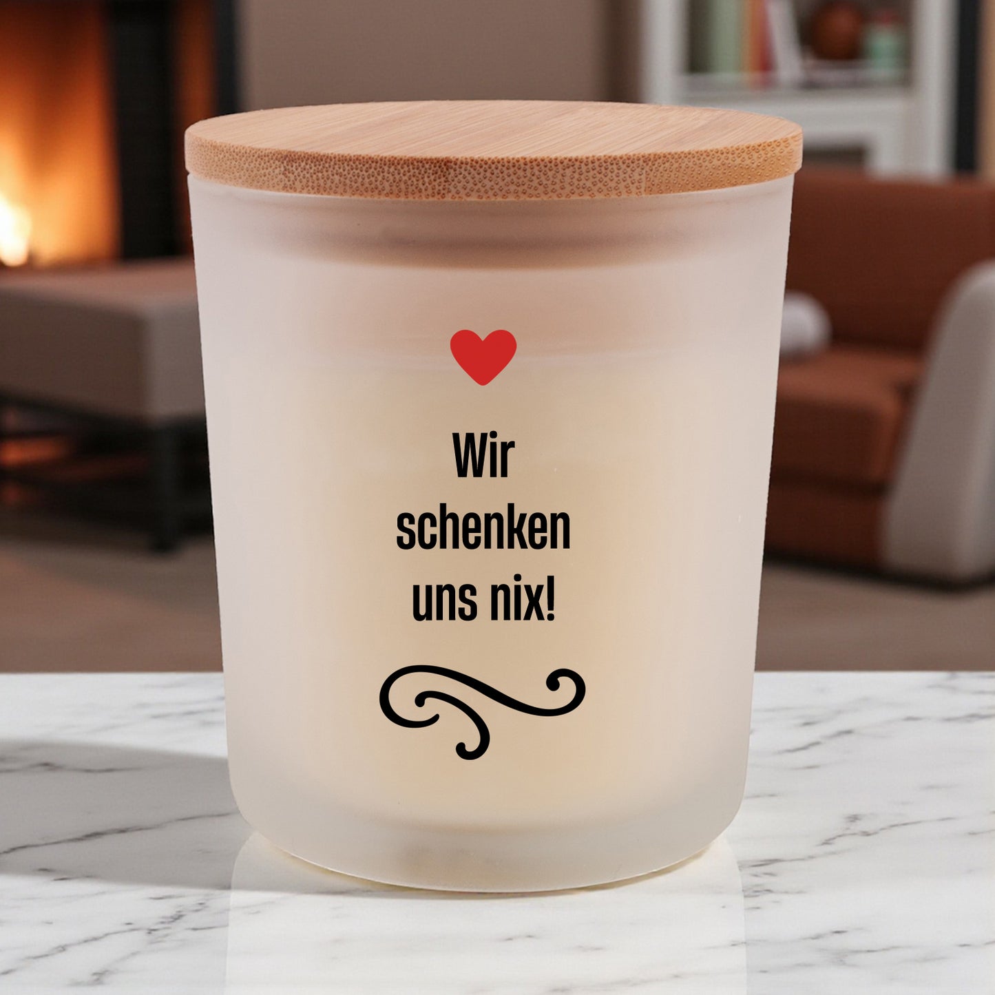 Duftkerze "Wir schenken uns nix!" - meinherzschlag.de