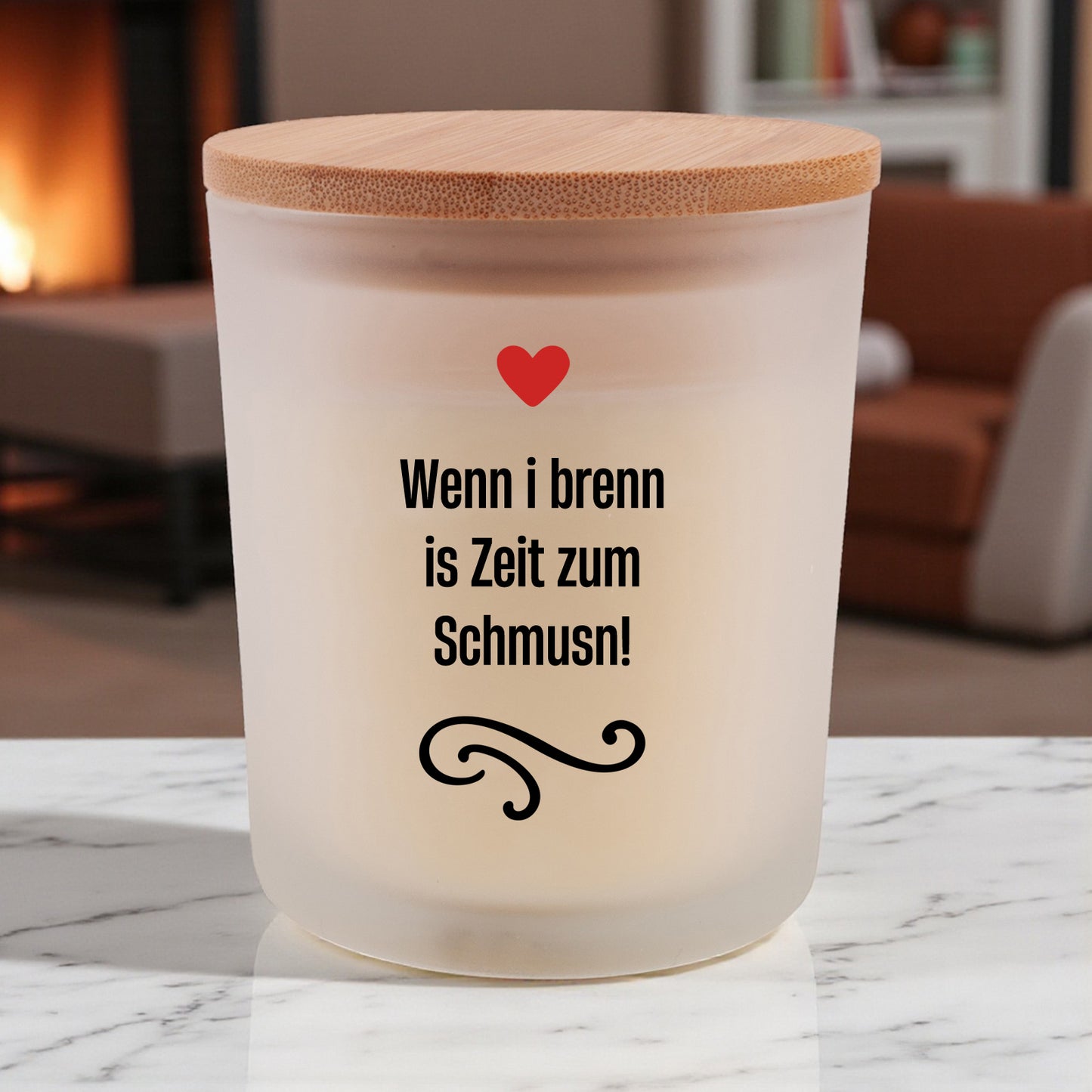 Duftkerze "Zeit zum Schmusn" - meinherzschlag.de