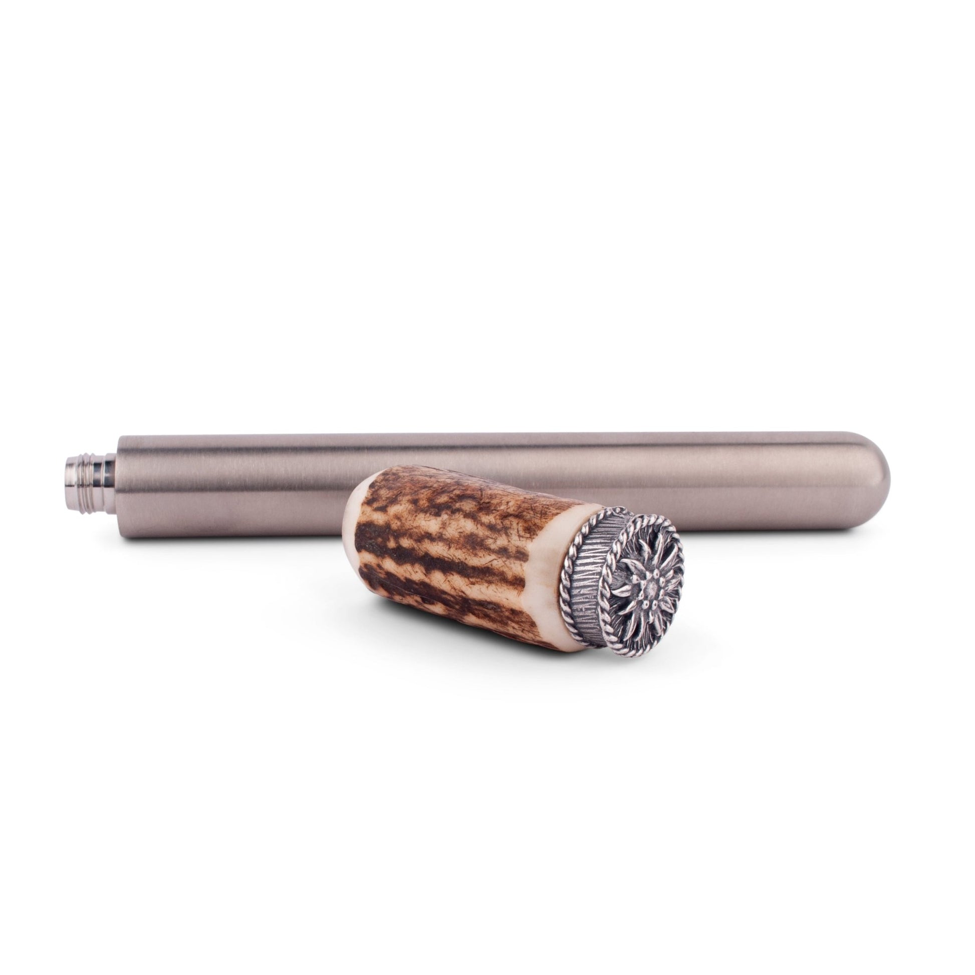 Hirschhorn - Lederhosen - Flachmann "Edelweiß" - meinherzschlag.de