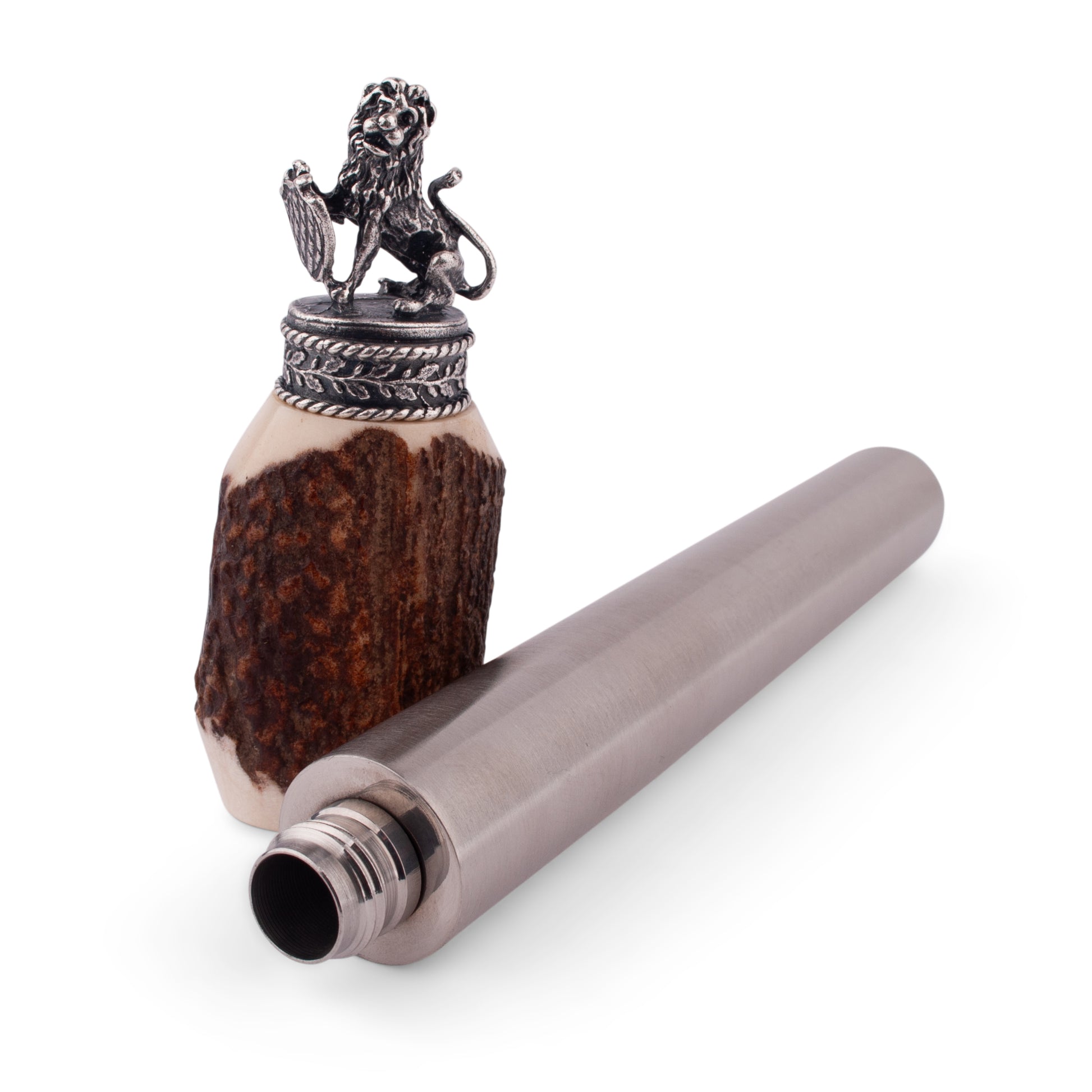 Hirschhorn - Lederhosen - Flachmann "Bayernlöwe" - meinherzschlag.de