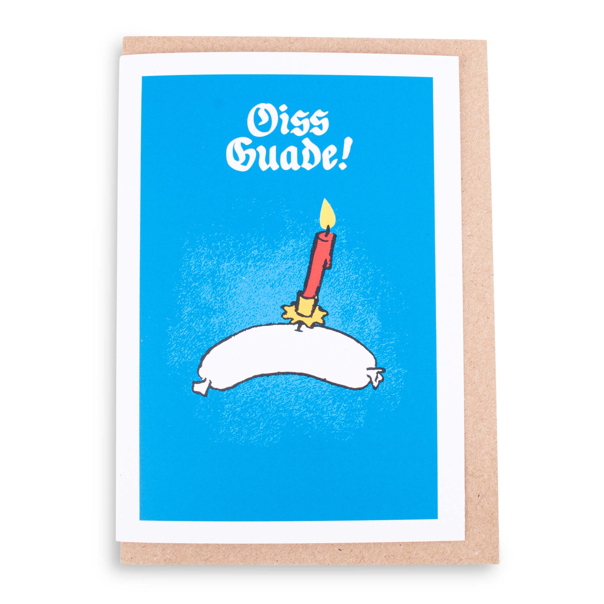 Glückwunschkarte "Oiss Guade mit Weißwurscht!" - meinherzschlag.de