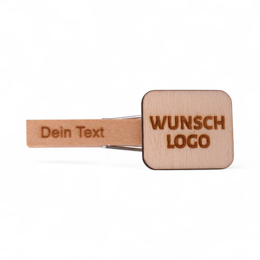 Glupperl/Wäscheklammer "Naturholz" mit Logo + Gravur - meinherzschlag.de