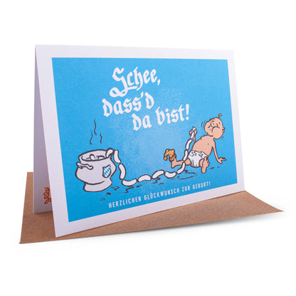 Glückwunschkarte "Schee, dass'd da bist!" - meinherzschlag.de