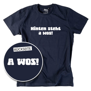 Herren-Shirt "A Wos!" (mit Rückenprint) von meinherzschlag – Produktbild 5 von 8.