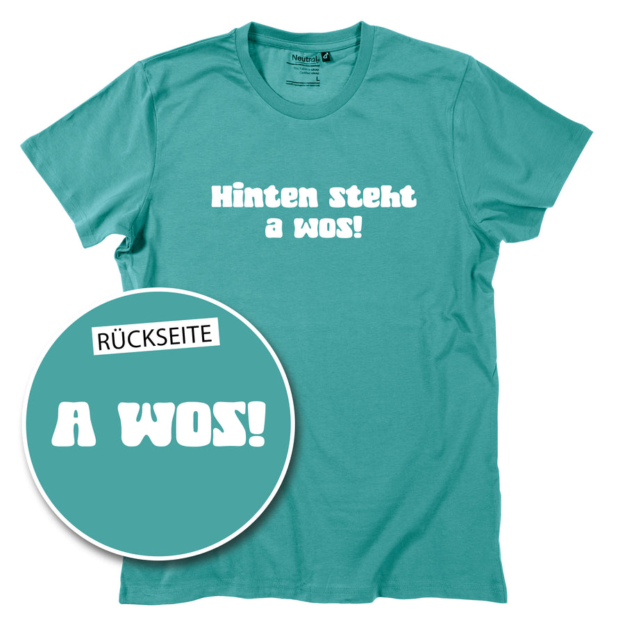 Herren-Shirt "A Wos!" (mit Rückenprint) von meinherzschlag – Produktbild 6 von 8.