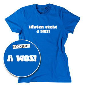 Herren-Shirt "A Wos!" (mit Rückenprint) von meinherzschlag – Produktbild 1 von 8.