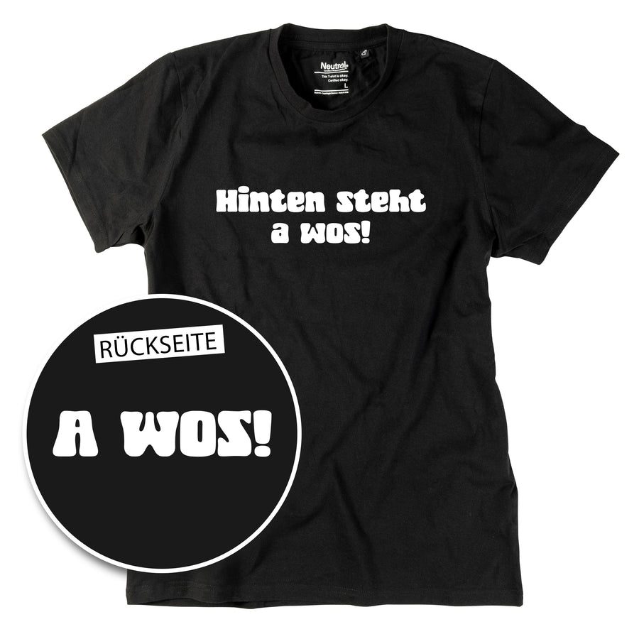 Herren-Shirt "A Wos!" (mit Rückenprint) von meinherzschlag – Produktbild 8 von 8.