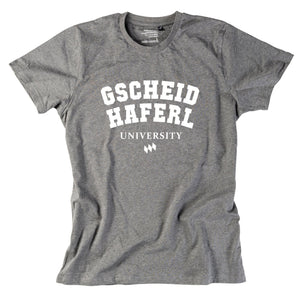 Herren - Shirt "Gscheidhaferl University" - meinherzschlag.de