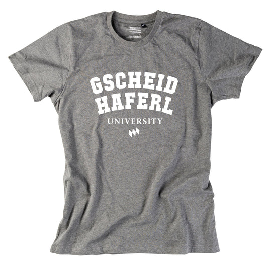 Herren - Shirt "Gscheidhaferl University" - meinherzschlag.de