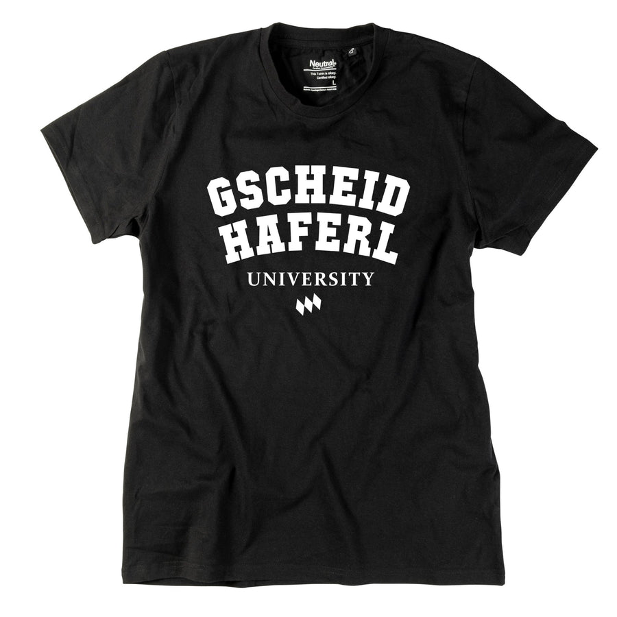 Herren - Shirt "Gscheidhaferl University" - meinherzschlag.de