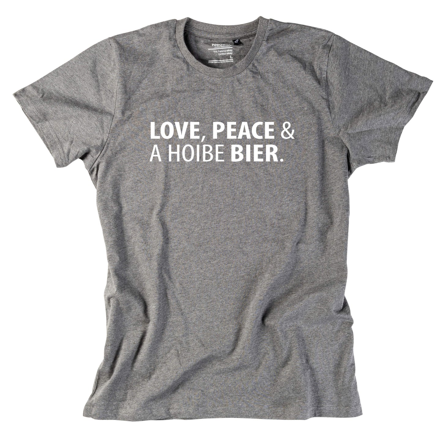 Herren - Shirt "Love, Peace & A Hoibe Bier" - meinherzschlag.de