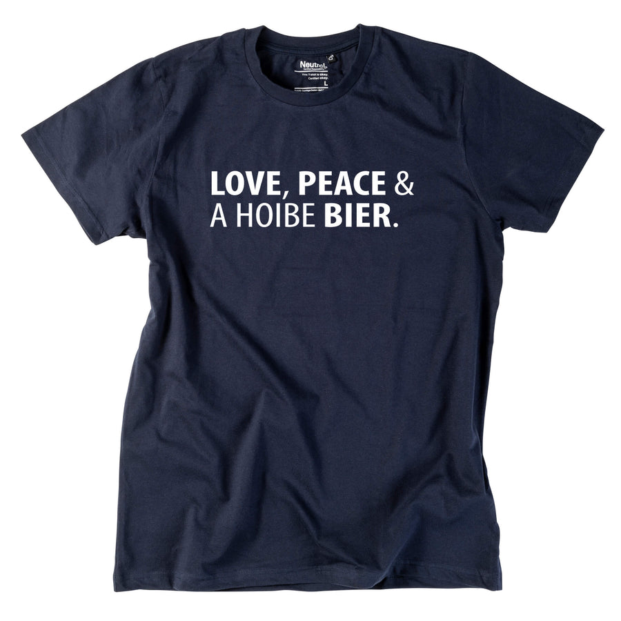 Herren - Shirt "Love, Peace & A Hoibe Bier" - meinherzschlag.de