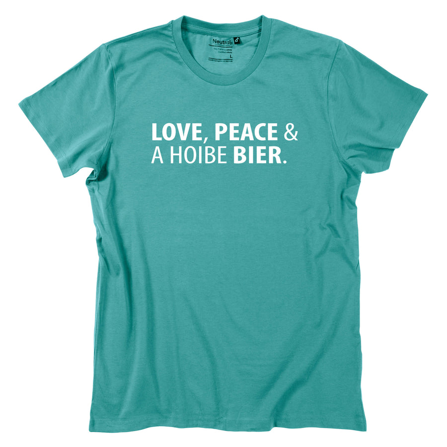 Herren - Shirt "Love, Peace & A Hoibe Bier" - meinherzschlag.de