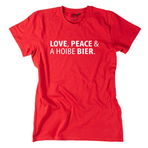 Herren - Shirt "Love, Peace & A Hoibe Bier" - meinherzschlag.de