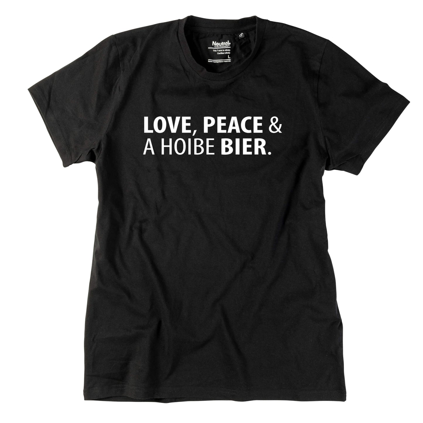 Herren - Shirt "Love, Peace & A Hoibe Bier" - meinherzschlag.de