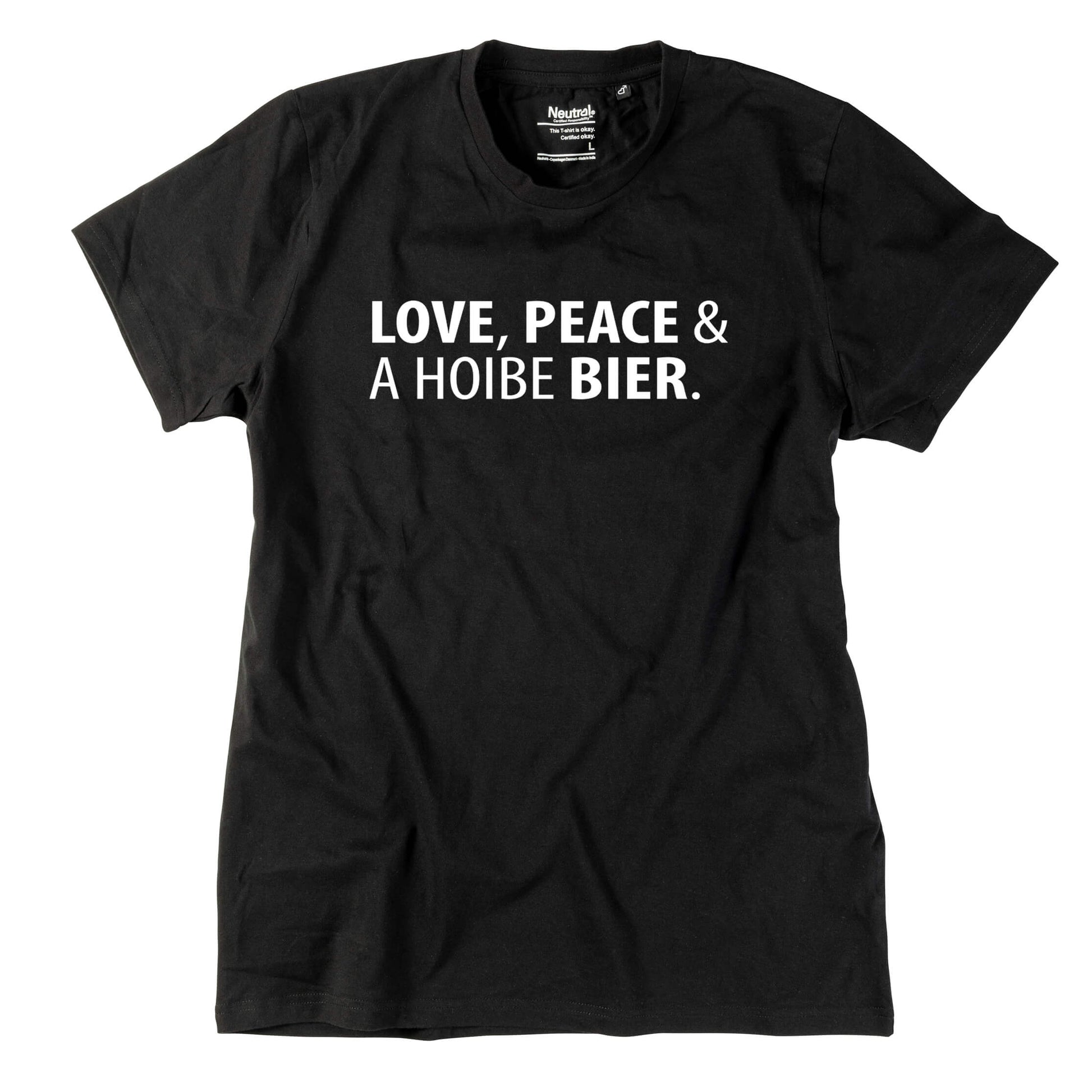 Herren - Shirt "Love, Peace & A Hoibe Bier" - meinherzschlag.de