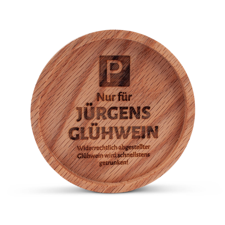 Holz - Untersetzer "Glühwein" mit Wunschname - meinherzschlag.de