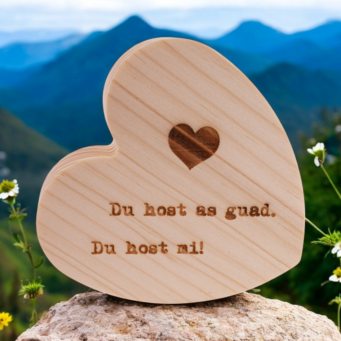 Holzherzerl "Du host as guad"