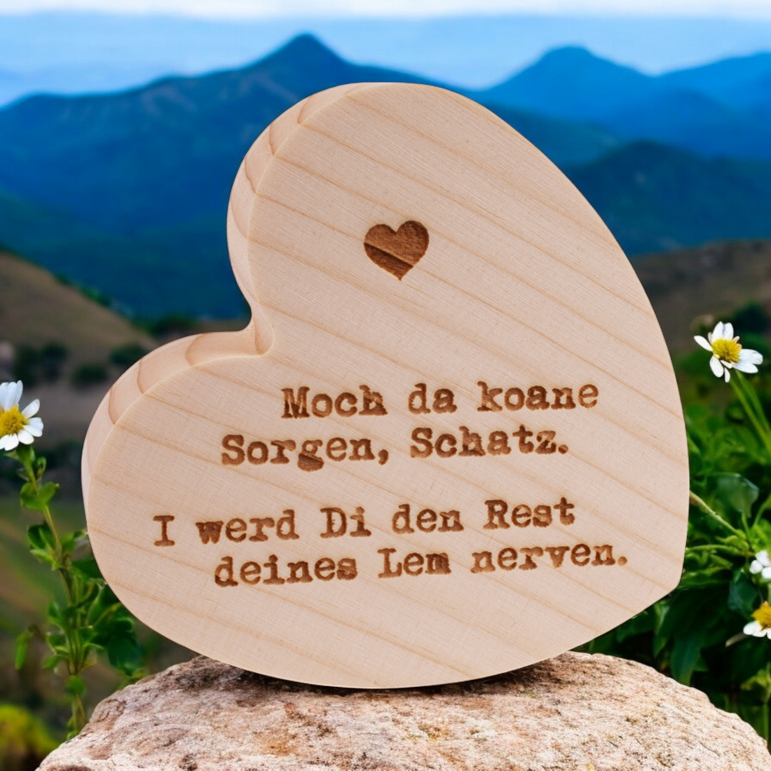 Holzherzerl "Koane Sorgen"