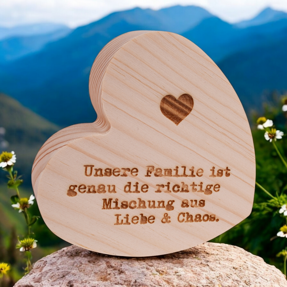 Holzherzerl "Liebe & Chaos"