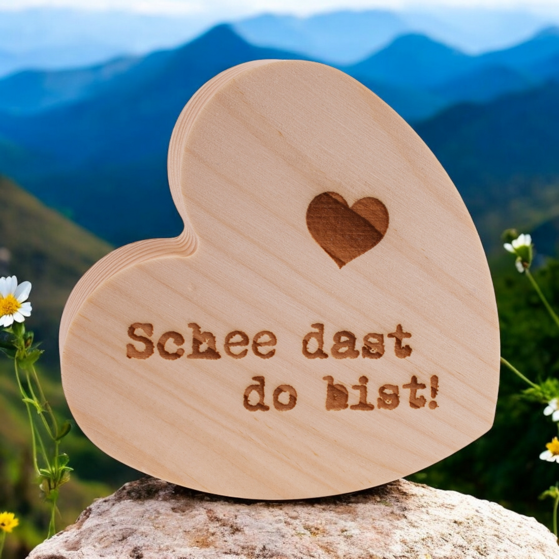 Holzherzerl "Schee dast do bist"