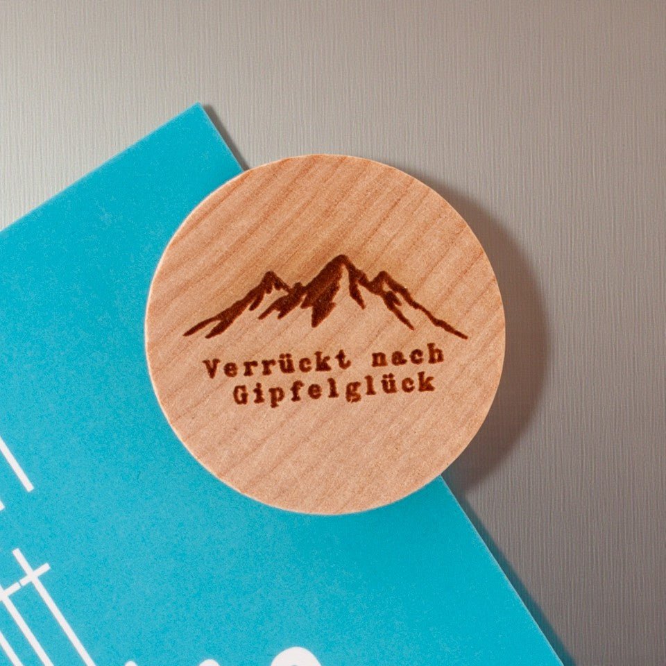 Holzmagnet "Verrückt nach Gipfelglück" - meinherzschlag.de