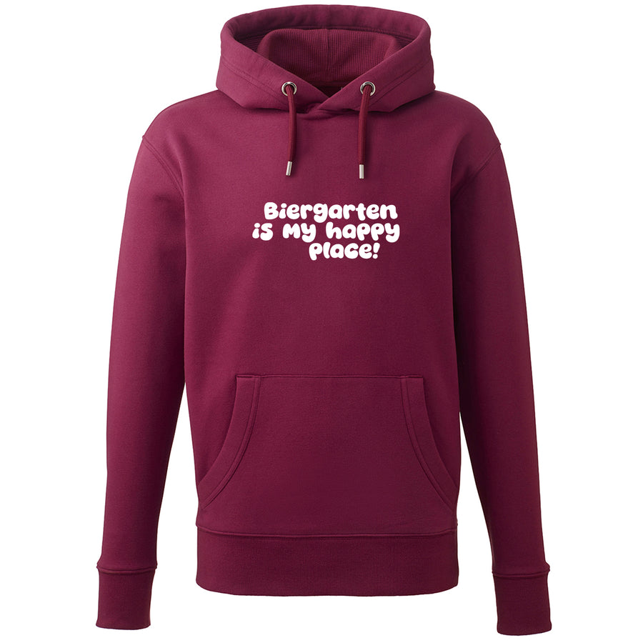 Hoodie "Biergarten is my happy place!" von meinherzschlag – Produktbild 3 von 7.