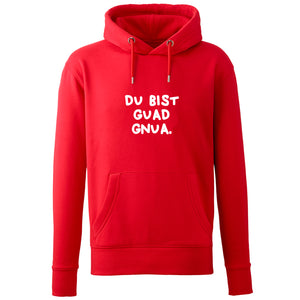 Hoodie "Du bist guad gnua." von meinherzschlag – Produktbild 5 von 7.