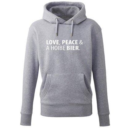 Hoodie "Love, Peace & A Hoibe Bier" - meinherzschlag.de