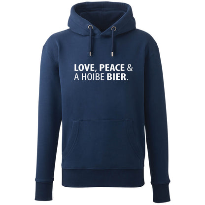 Hoodie "Love, Peace & A Hoibe Bier" - meinherzschlag.de