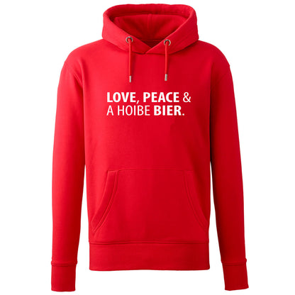 Hoodie "Love, Peace & A Hoibe Bier" - meinherzschlag.de