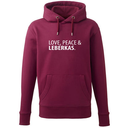 Hoodie "Love, Peace & Leberkas" - meinherzschlag.de