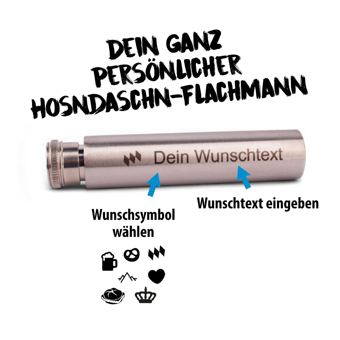 Hosentaschen-Flachmann "Wunschtext"