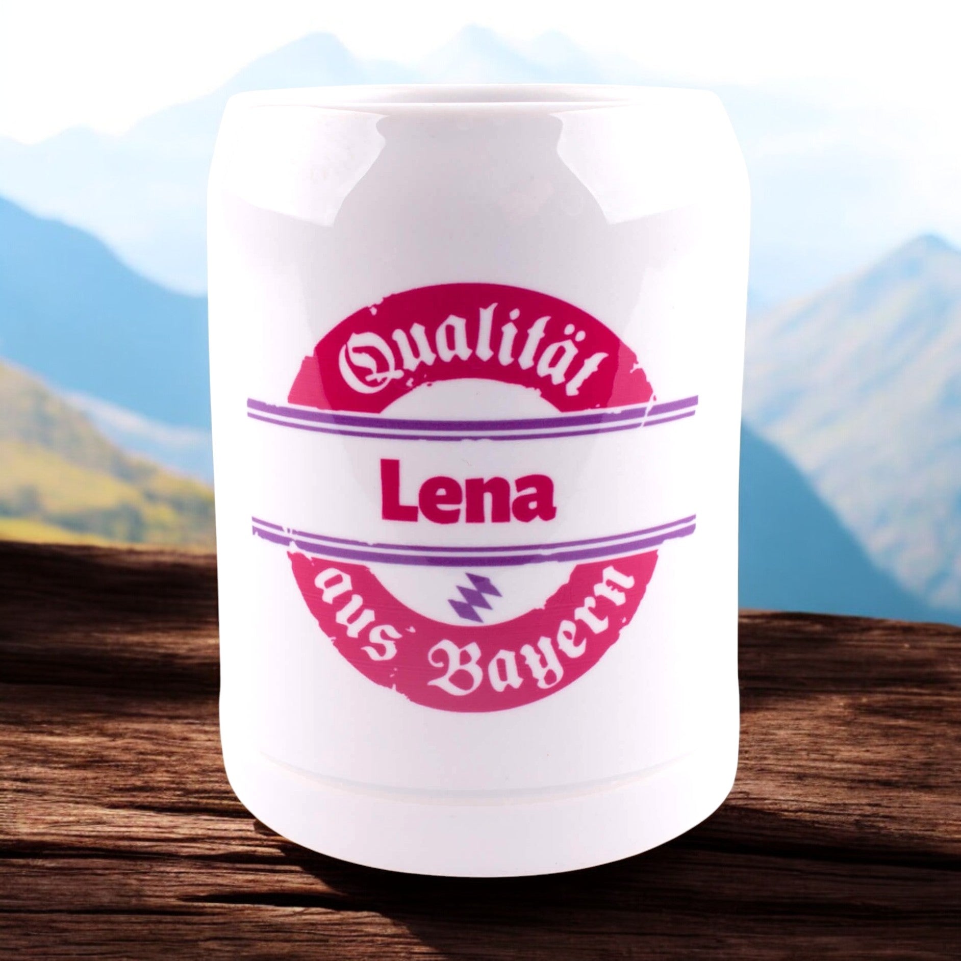 Kinderkrug "Qualität aus Bayern" mit Wunschname - meinherzschlag.de